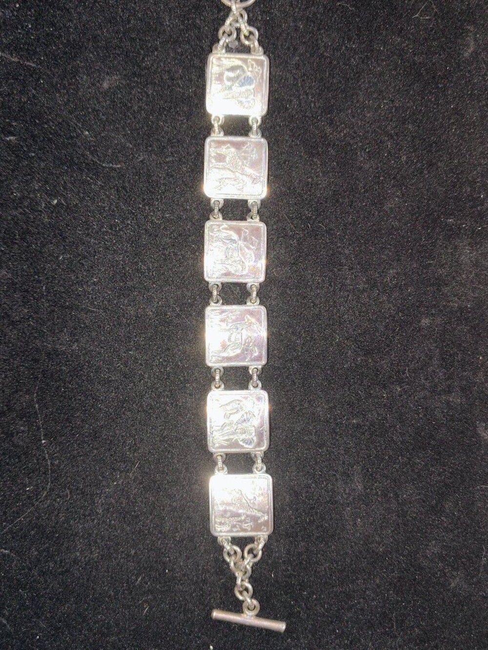 Vintage Simba Africa Handmade Safari Panel Bracelet Silver‑Tone Wildlife Design